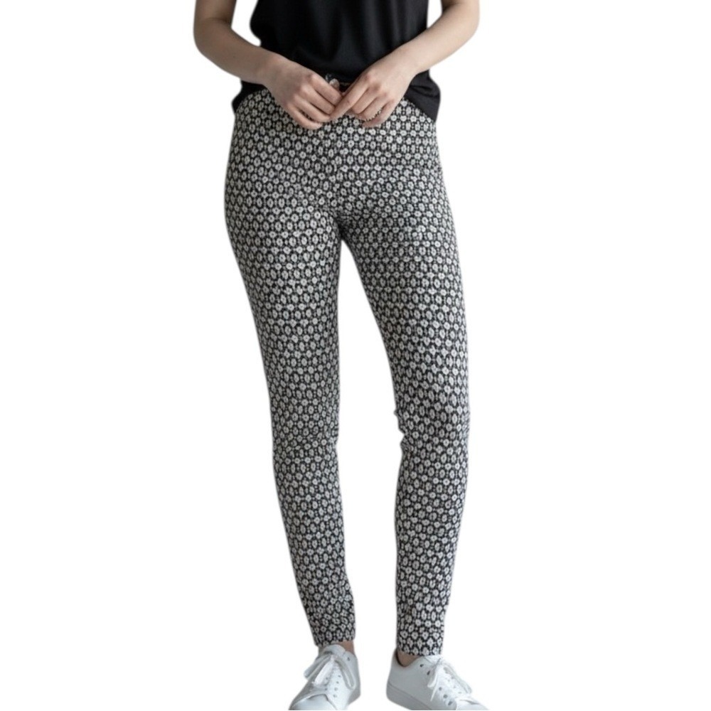 Workshop Republic Stretchy Pull On Pants, Geometric style print, Gr/Blk/Crm, Med